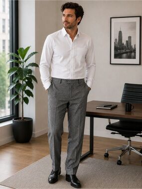 COS Gray Wool Cashmere Blend Dress Pants Trousers Relaxed Fit Size 32R